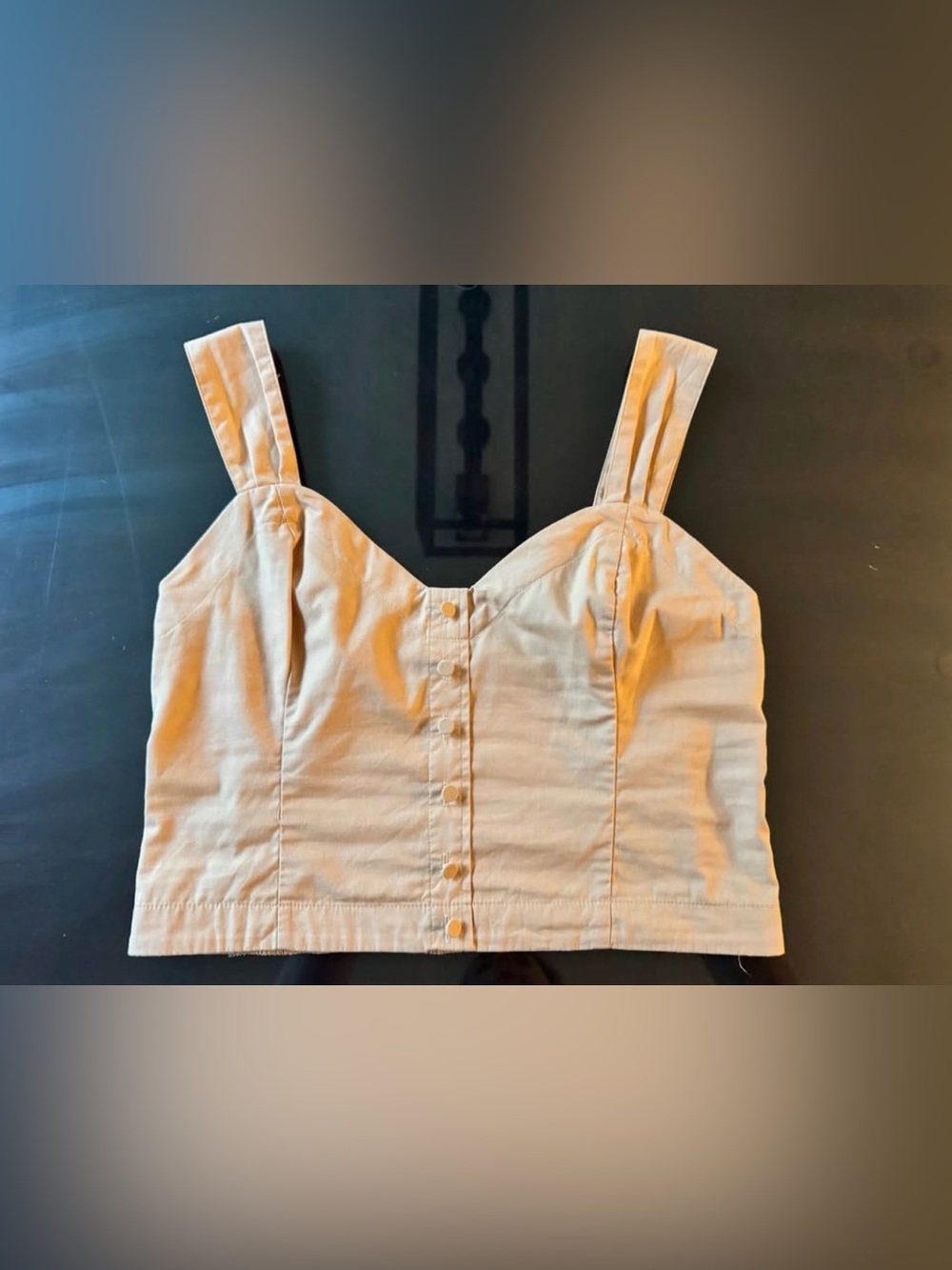 Abercrombie & Fitch Peach Button-Front Cropped Tank